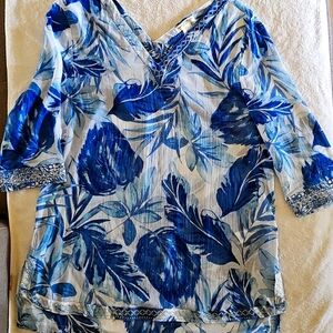 Christian Siriano Blue and White Floral Design